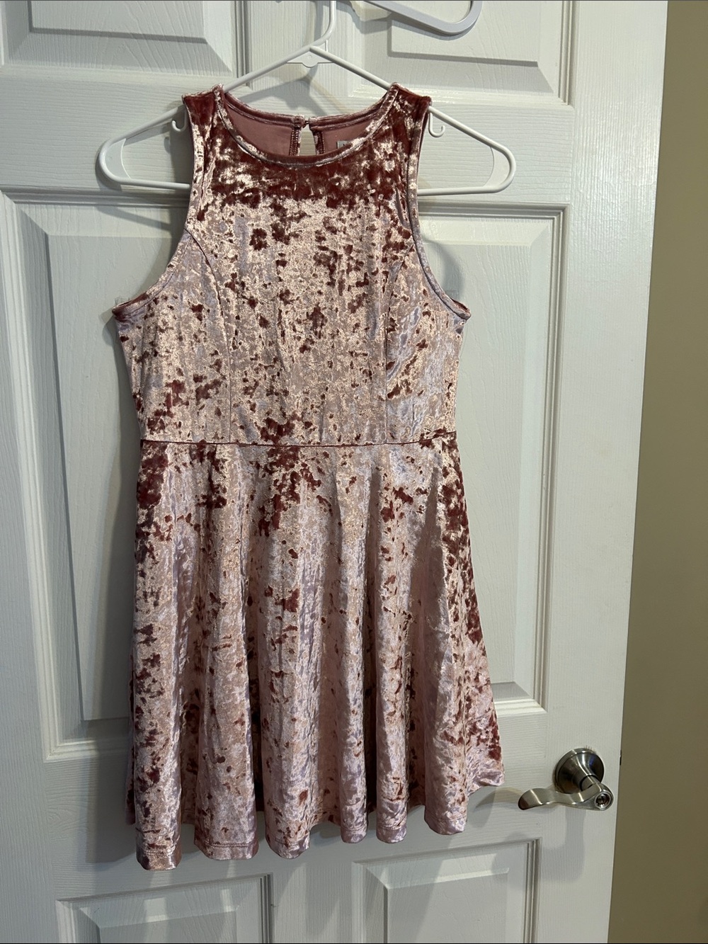 Nordstrom Girls' Crushed Velvet Skater Dress - Dusty Rose